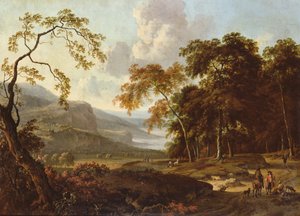 Et jaktparti i et klassisk landskap, ca. 1672-77