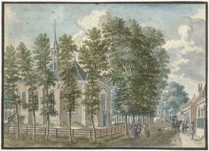 Utsikt over kirken Bloemendaal av Jan de Beijer