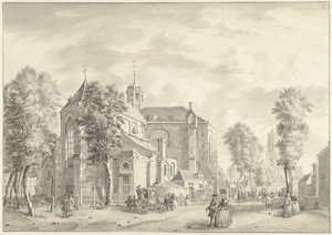Pieterskerk i Utrecht med Dom i bakgrunnen av Jan de Beijer