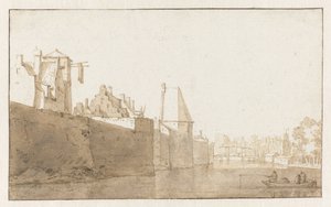 Utsikt over bymuren i Leiden