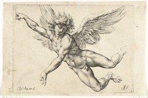 Studie for en naken flygende engel Paradigms graphics variorum artificum (serietittel)