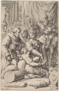 Hellig familie med hellige av Jan de Bisschop, after Giorgio Vasari