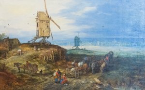 Landskap med vindmøller av Jan the Elder Brueghel
