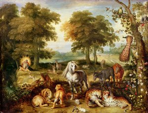 Paradis på jorden (olje på kobber) av Jan the Elder Brueghel