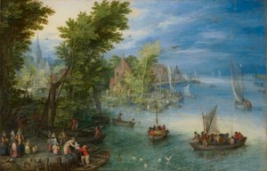 Elvelandskap av Jan the Elder Brueghel