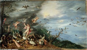 De fire elementene: allegori av luft (olje på panel av Jan the Elder Brueghel