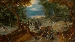 Reisende angrepet av soldater (olje) av Jan the Elder Brueghel