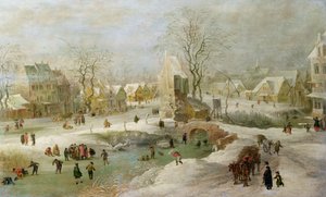 Vinterscene i Holland av Jan the Elder Brueghel