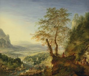 Et capriccio elvelandskap, ca. 1700 (olje på kobber)