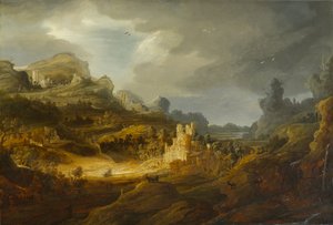 Fantastisk landskap, rundt 1643-1645 (olje på vugget panel) av Jan the Elder Lievens