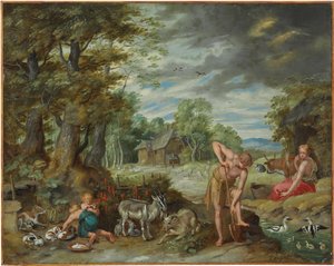Adam på jobb i et felt, fra historien om Adam og Eva
