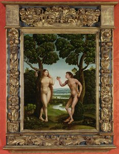 Adam og Eva (olje på panel) av Jan van (attr. to) Scorel