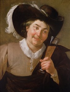 Portrett av en mann som holder et vinglass