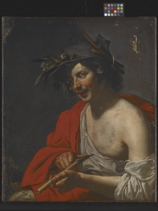 Shepherd Trimming His Flute (olje på lerret) av Jan van Bijlert or Bylert