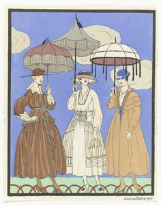 Tre paraplyer Tre kvinner med paraplyer, 1916 av Jan van Brock