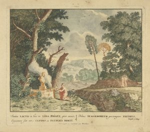 En kvinne gir et offer til Priapus Scener fra Virgils diktsamling Bucolica (serietittel)