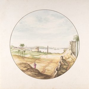 Utsikt over obelisken til Thutmosis III sett fra murene i Alexandria, sent på 1600- og begynnelsen av 1700-tallet av Jan van Call
