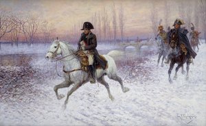 Napoleon i spissen for en tropp av kavaleri,