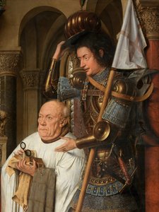 Detalj av jomfruen og barnet med kanon Joris van der Paele av Jan van Eyck