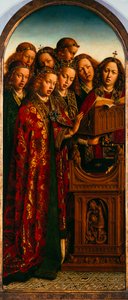 Ghent-altertavlen. Adoration of the Mystic Lamb: Singing angels, 1432. av Jan van Eyck