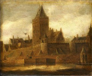 Utsikt over Valkhof i Nijmegen av Jan van Goyen (manner of)