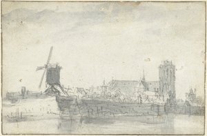 Utsikt over Dordrecht fra vannet av Jan van Goyen (possibly)