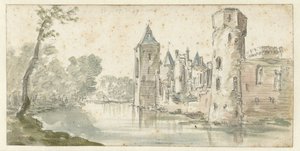 Utsikt over slottet Egmond av Jan van Goyen (possibly)