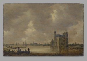 Et slott ved en elv av Jan van Goyen