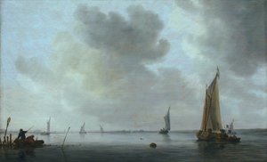 Fiskebåter utenfor en elvemunning av Jan van Goyen