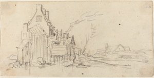 Hus ved en vei av Jan van Goyen
