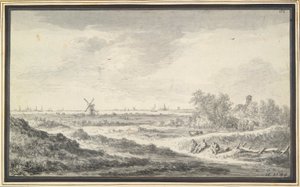Utsikt over en elv med sanddyner i forgrunnen av Jan van Goyen