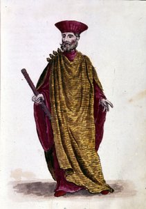 Kaptein på havet: Offiser for den militære marinen i Republikken Venezia. Akvarelltegning og blekk fra manuskriptet "Venitianernes skikker"" av Jan van Grevenbroeck (eller Giovanni Grevembroch (Grevenbroch) (1731-1807) av Jan van Grevenbroeck