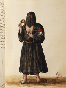 Confraternity of Penitents, som ledsager begravelsesprosesjonen til viktige borgere til Markuskirken i Venezia, bind II, f 89, av Giovanni di Grevembroch eller Grevenbroch (1731-1807) av Jan van Grevenbroeck