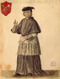 Pavelig legat i Serenissima, av Jan van Grevenbroeck eller Giovanni Grevembroch (1731-1807), Gli Donne de Veneziani, fra illustrert kostymebok, akvarell av Jan van Grevenbroeck