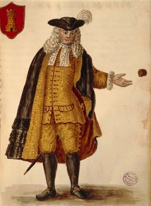 Spansk ambassadør, av Jan van Grevenbroeck eller Giovanni Grevembroch (1731-1807), Gli Abiti de Veneziani, fra illustrert bok med kostymer, akvarell av Jan van Grevenbroeck