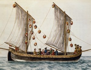 Venetiansk båt pyntet til Forløserfesten, av Jan Grevenbroeck (1731-1807), akvarell, Italia av Jan van Grevenbroeck