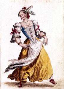 Venetiansk dans. Akvarelltegning og blekk fra manuskriptet "Venitianernes skikker"" av Jan van Grevenbroek (eller Giovanni Grevenbroich (Grevenbroich) (1731-1807) av Jan van Grevenbroeck