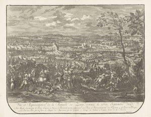 Slag bij Senta, 1697 Visning og representasjon av slaget ved Zenta, gitt 11. september 1697 (tittel på objekt) av Jan van Huchtenburg
