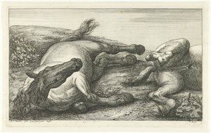 Two Fallen Horses, den venstre sett forfra Fallen Horses (serietittel) av Jan van Huchtenburg