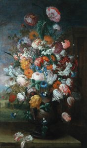Blomster, studier med iris, 1682 av Jan van Huysum