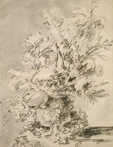 Blomster i en urne (kull og indisk blekk på papir) av Jan van Huysum