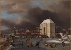 Utsikt over Heiligewegspoort i Amsterdam, ca. 1660-80 (olje på lerret) av Jan van III Kessel