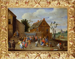 En bryllupsfest i en gårdsplass til et vertshus av Jan van Kessel