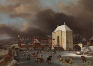 Utsikt over Heiligewegspoort i Amsterdam av Jan van Kessel the Elder