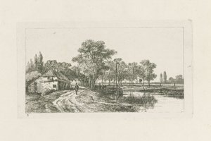 Landskap med fortøyd båt Områder i Utrecht (serietittel) av Jan van Lokhorst