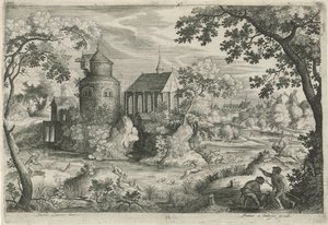 Hjortejakt ved et kapell av Jan van Londerseel