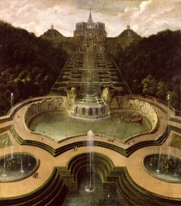 Utsikt over oktogonen over fossene og bassengene i Neptun, etter 1716