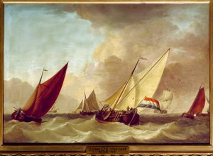 Marinemaleri av Jan van Os (1744-1808) 1700-tallet søn. 0,52 x 0,73 m