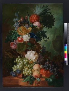 Vase med blomster og frukt, før 1808