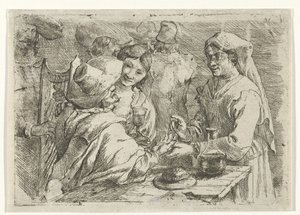 Spåkone med en kunde av Jan van Ossenbeeck